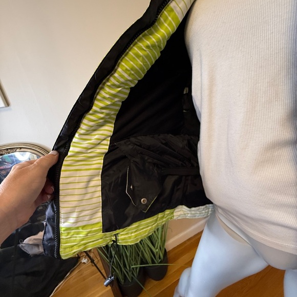 Zonal Clothing Green and White Striped Hooded Ski Snowboard Jacket Womens M - Picture 6 of 8